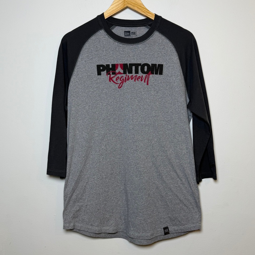 Phantom Regiment DCI Raglan Baseball Tee Grey Black Mens Medium